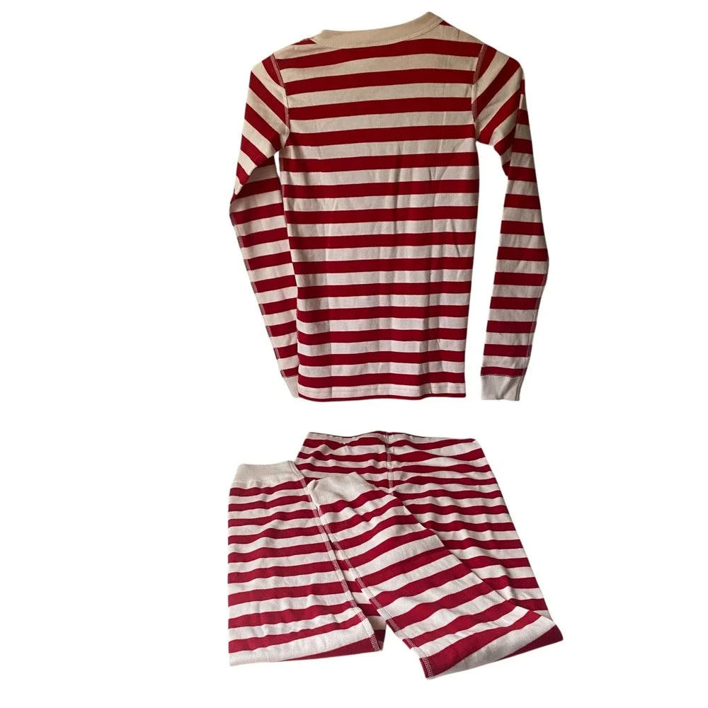 Hanna Andersson Kid Red Candy Cane Striped Organic Cotton Pajama Sz 12 Christmas